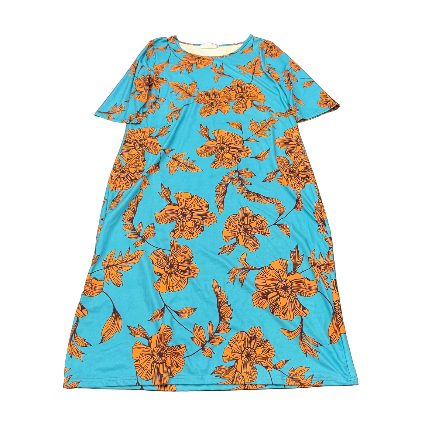 SIGN HERE BLUE MAXI DRESS ORANGE FLORAL 250 XL