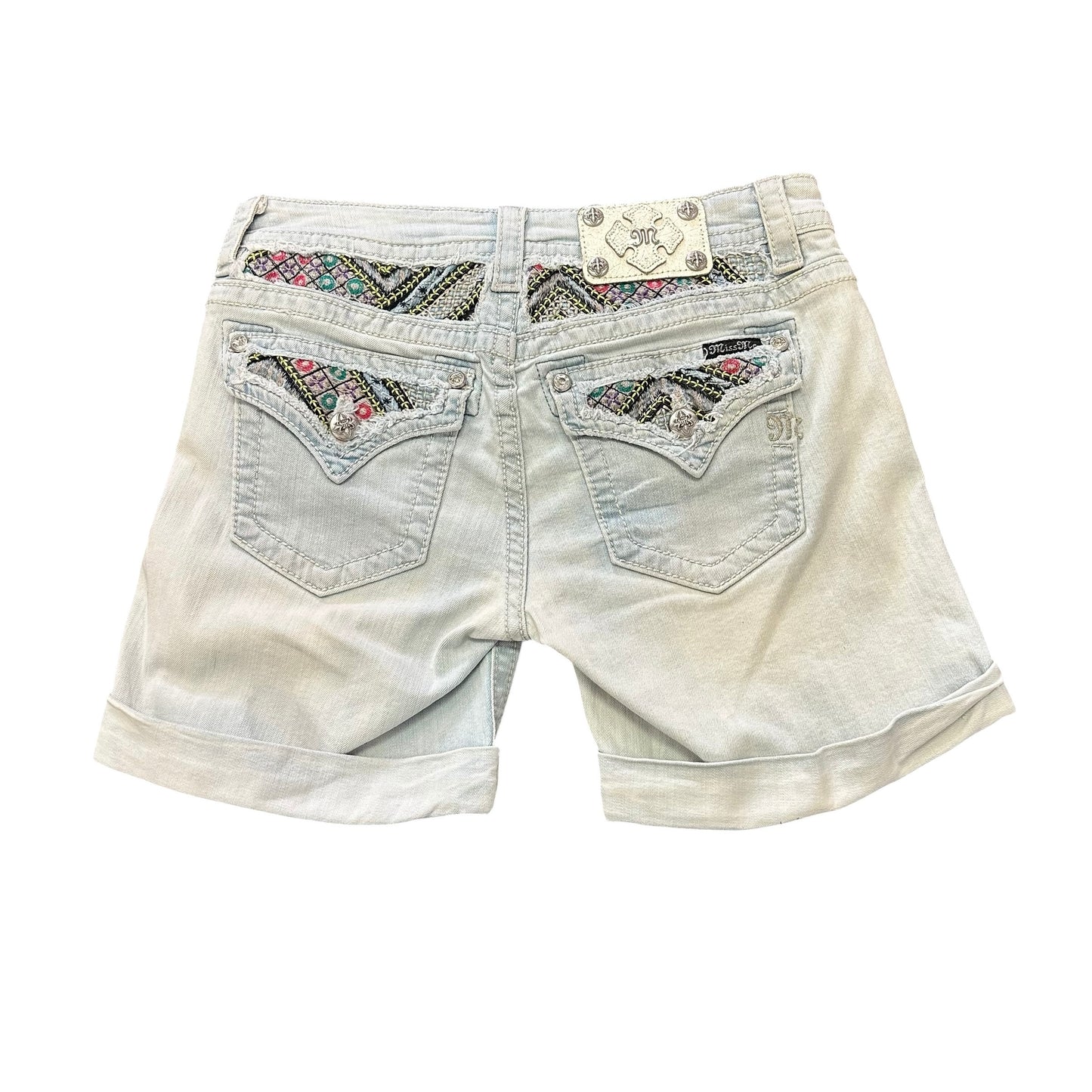 MISS ME LIGHT WASH BLUE DENIM JEAN SHORTS 251 SZ 28