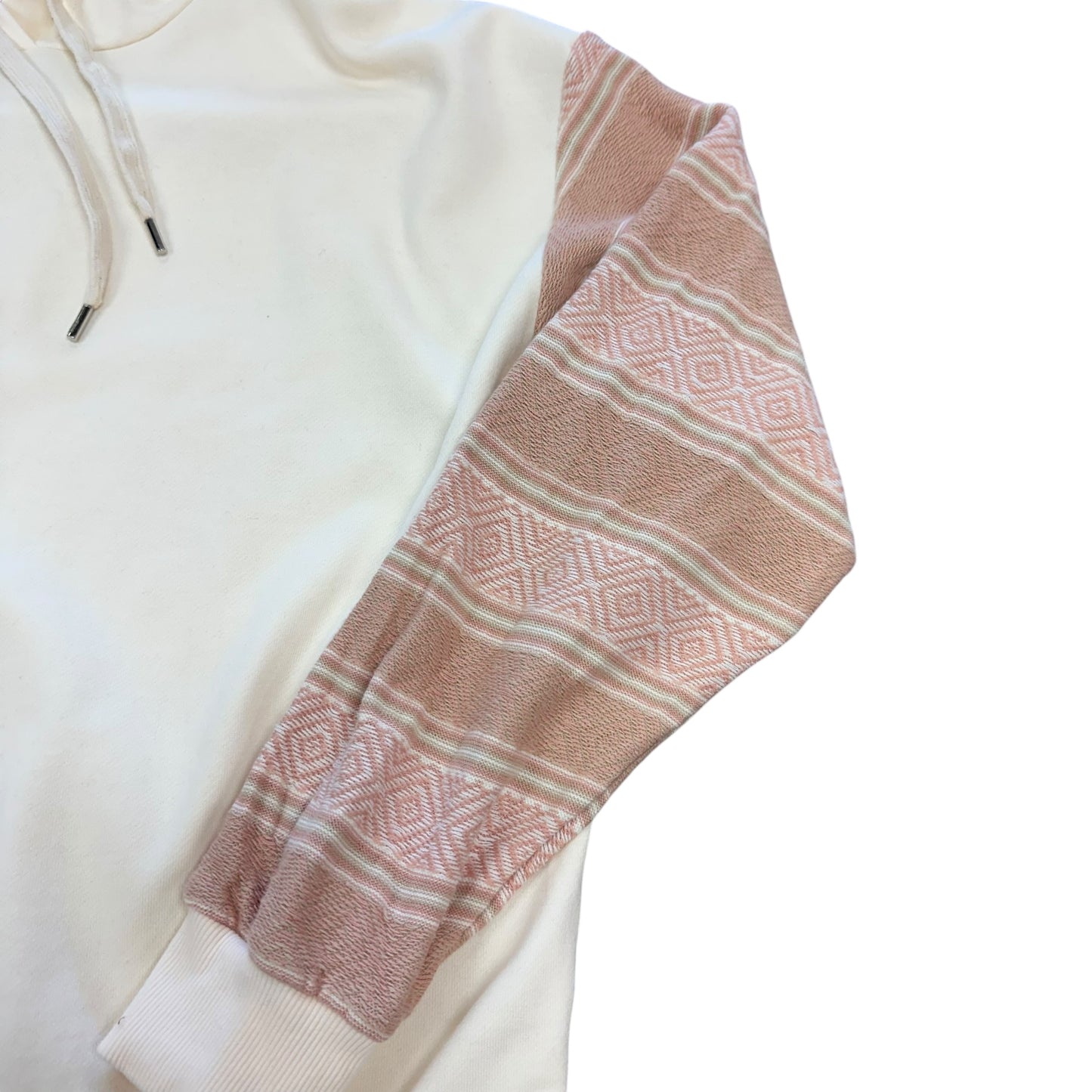 WHITE BIRCH BEIGE HOODIE W PINK SLEEVES NWOT 100 SMALL