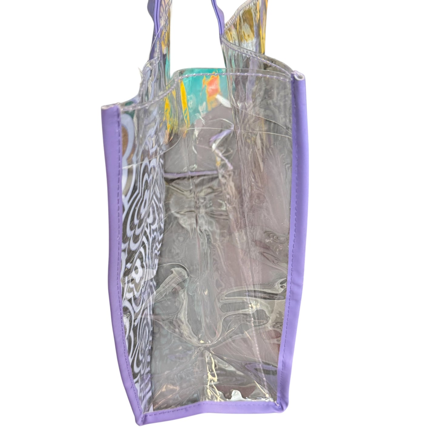 PURPLE CLEAR FLORAL TOTE SHOULDER BAG NEW OS