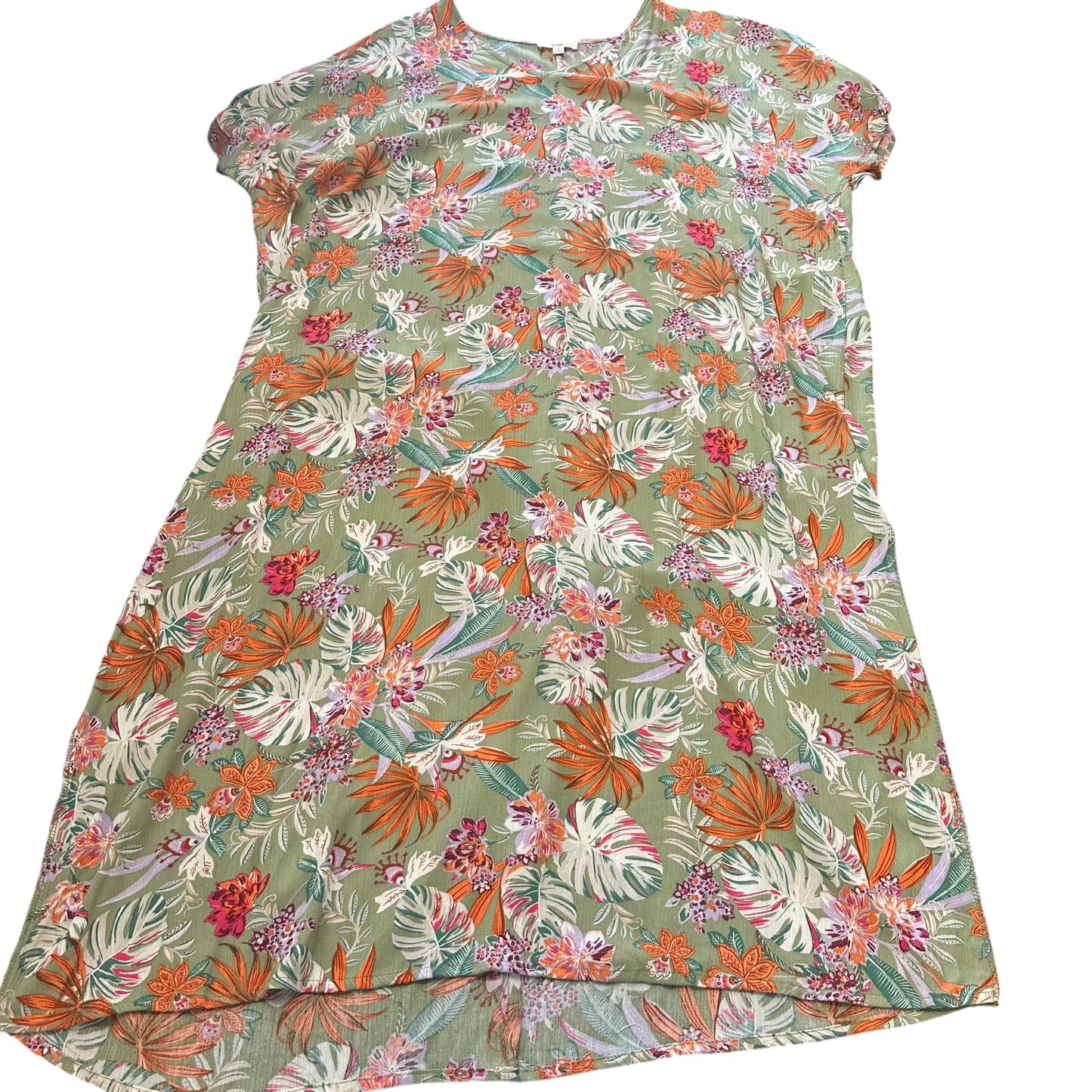 EASEL GREEN TROPICAL MAXI GAUZE DRESS 100 SMALL