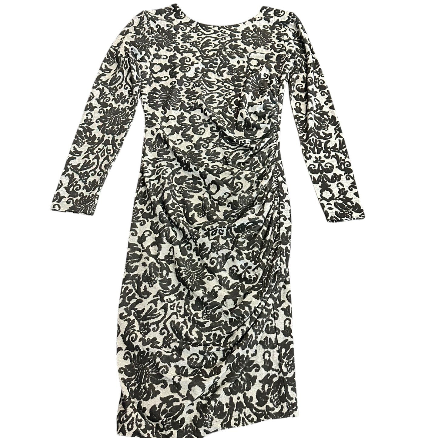 GANNI ANTHROPOLOGIE BLACK WHITE FLORAL DRESS KNEE LENGTH 100 XS