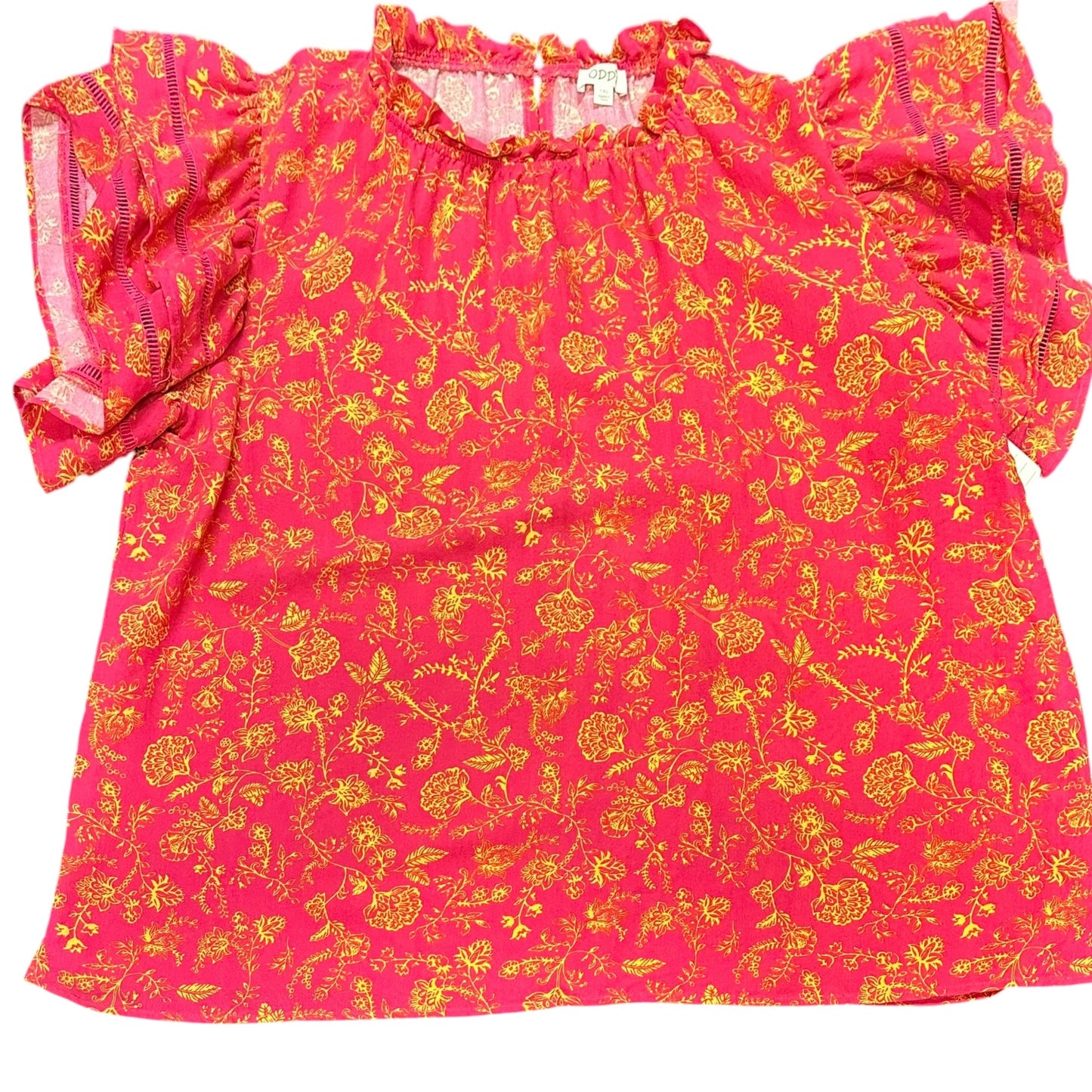 ODDI PINK YELLOW FLORAL BLOUSE 163 1XL