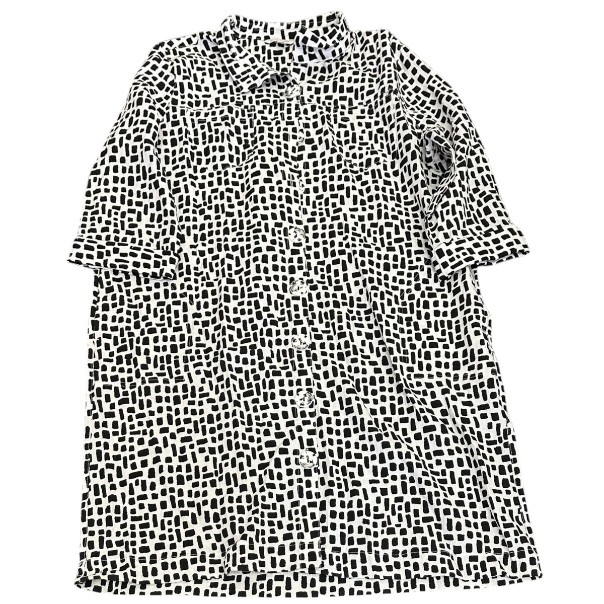 JOHN MARK BLACK WHITE BUTTON UP DRESS 100 XL
