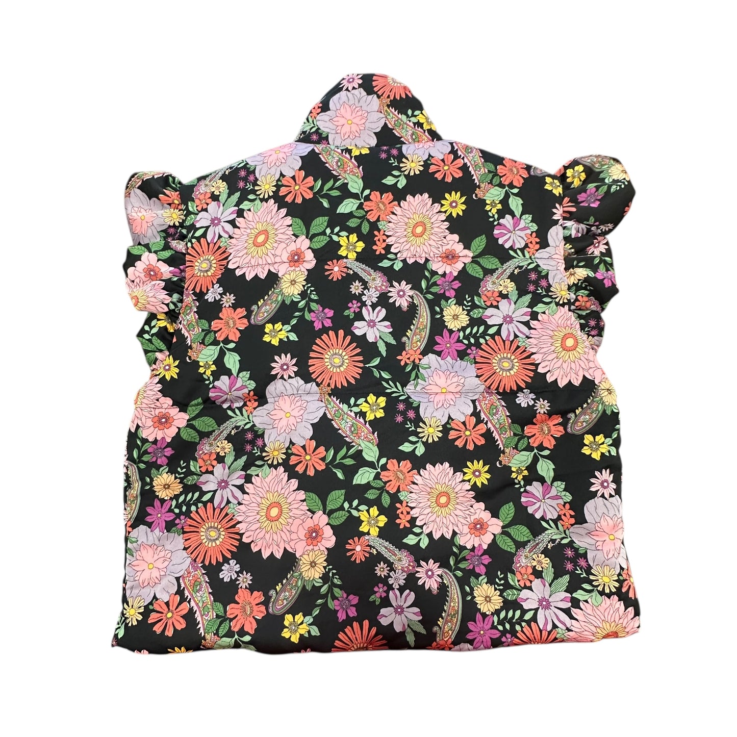 &MERCI FLORAL PUFF SLEEVE VEST RUFFLE NWT 235 LARGE