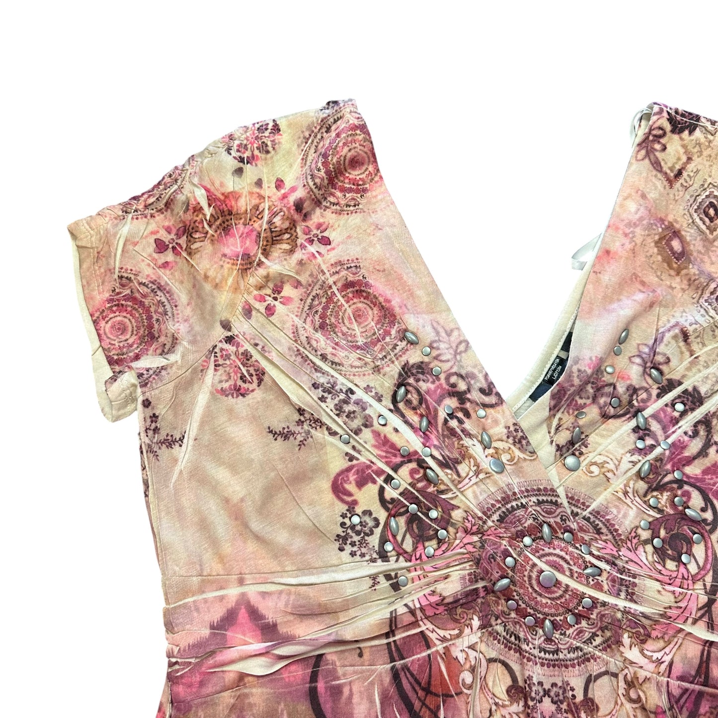 ROCK 47 BEIGE FLORAL PAISLEY DRESS Y2K 100 MEDIUM