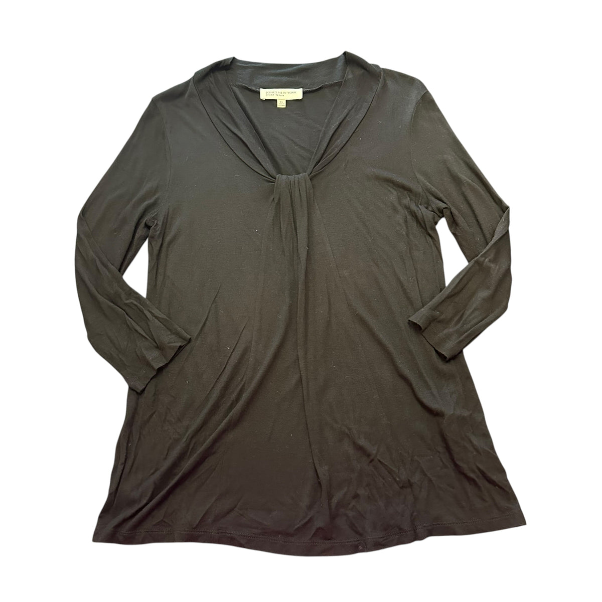 JONES NEW YORK BLACK TUNIC BLOUSE 100 SMALL PETITE