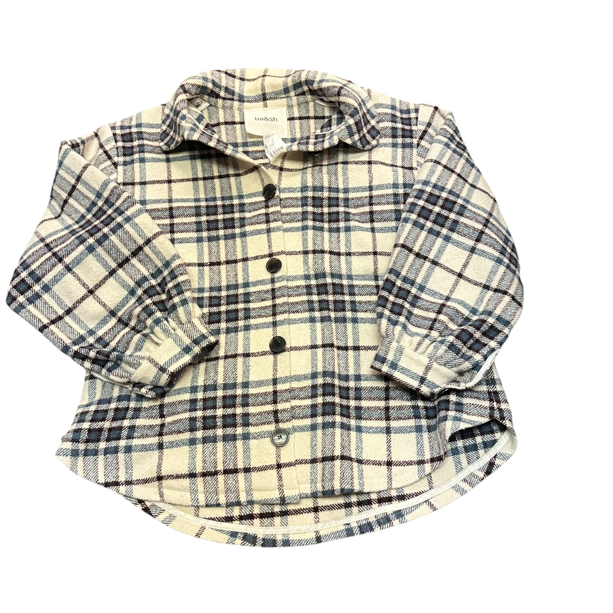 BA&SH PLAID SHACKET BEIGE WOOL SILK BLEND NWT 38 MEDIUM