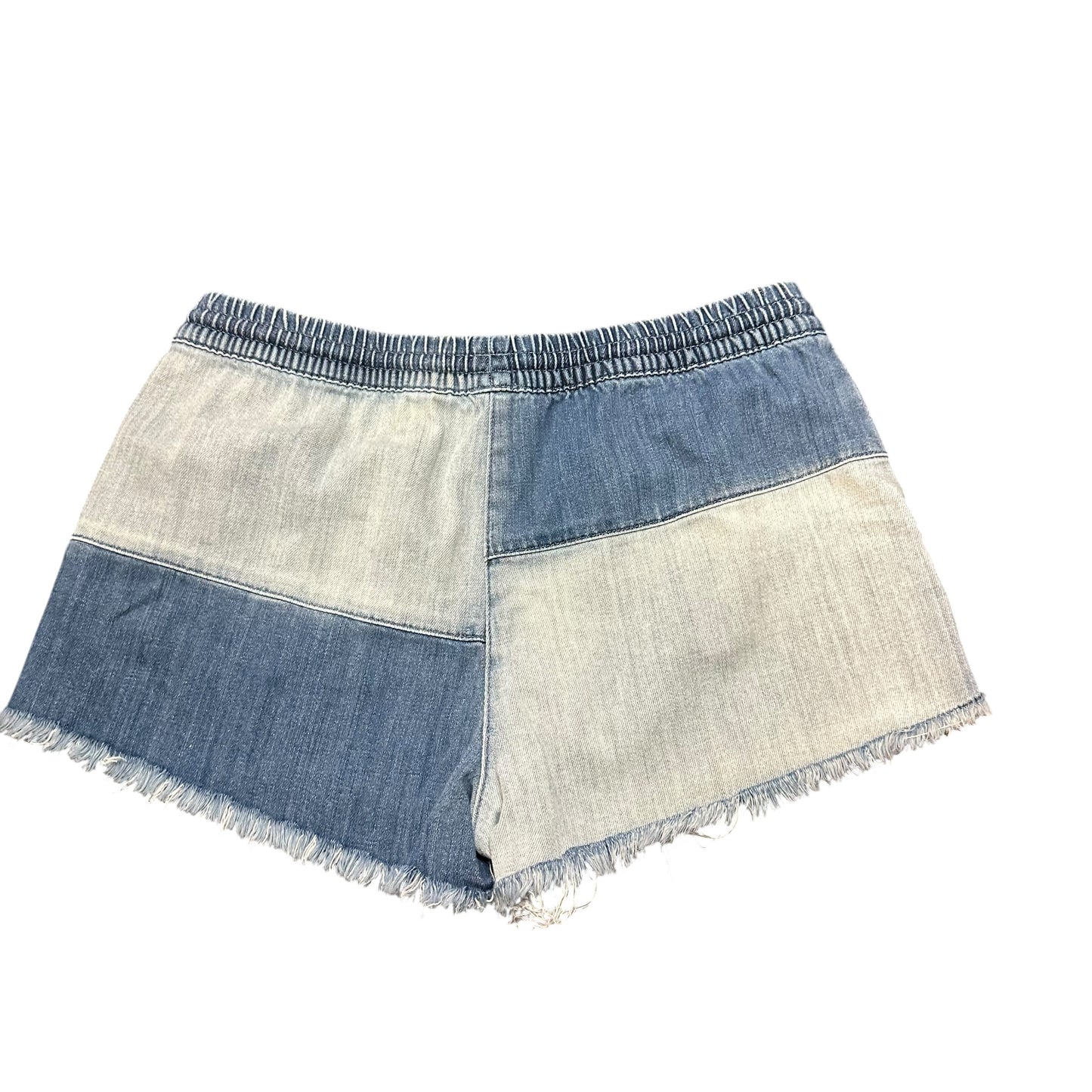 AERIE PATCHWORK BLUE DENIM SHORTS DRAWSTRINGS 100 MEDIUM