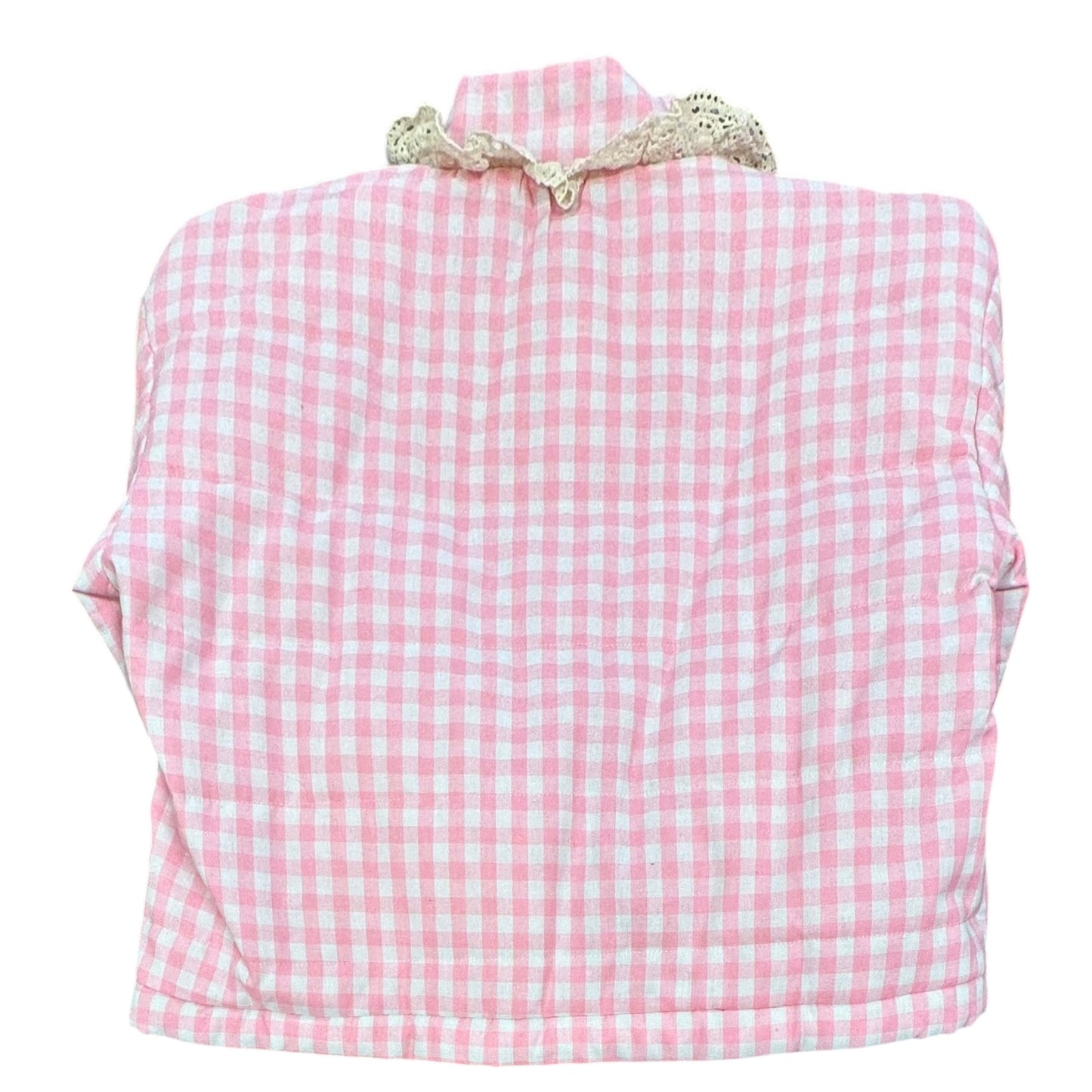 SO ME PINK WHITE GINGHAM PUFFY JACKET 100 NWT $76 XL