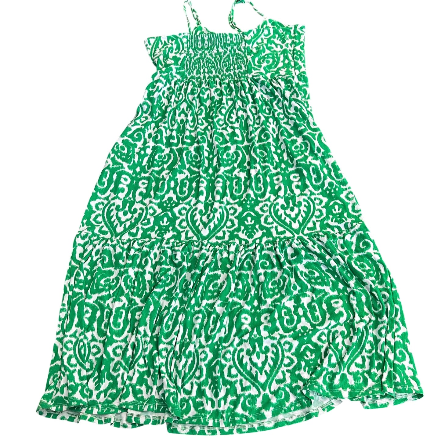 EMILY DANIELS WHITE GREEN MIDI DRESS 100 MEDIUM PETITE