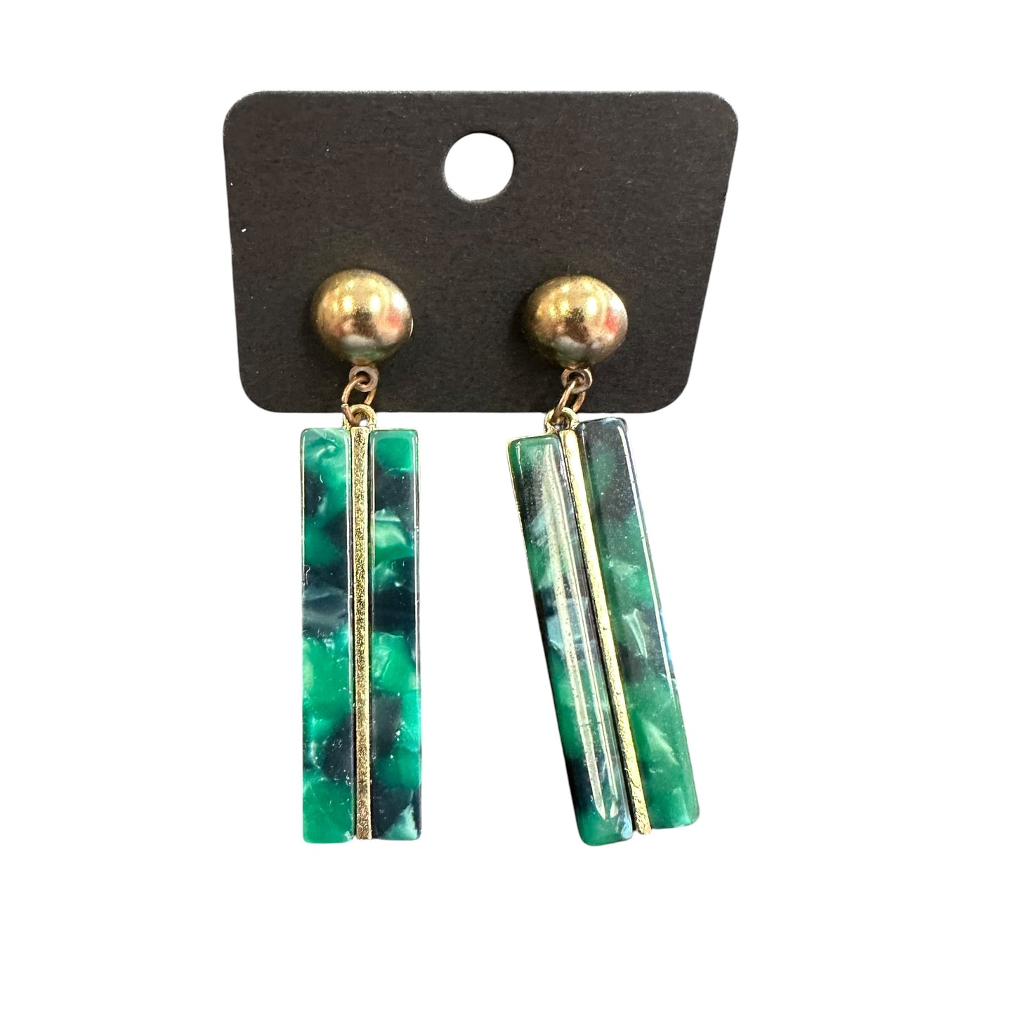 GREEN BAR W GOLD EARRINGS 200