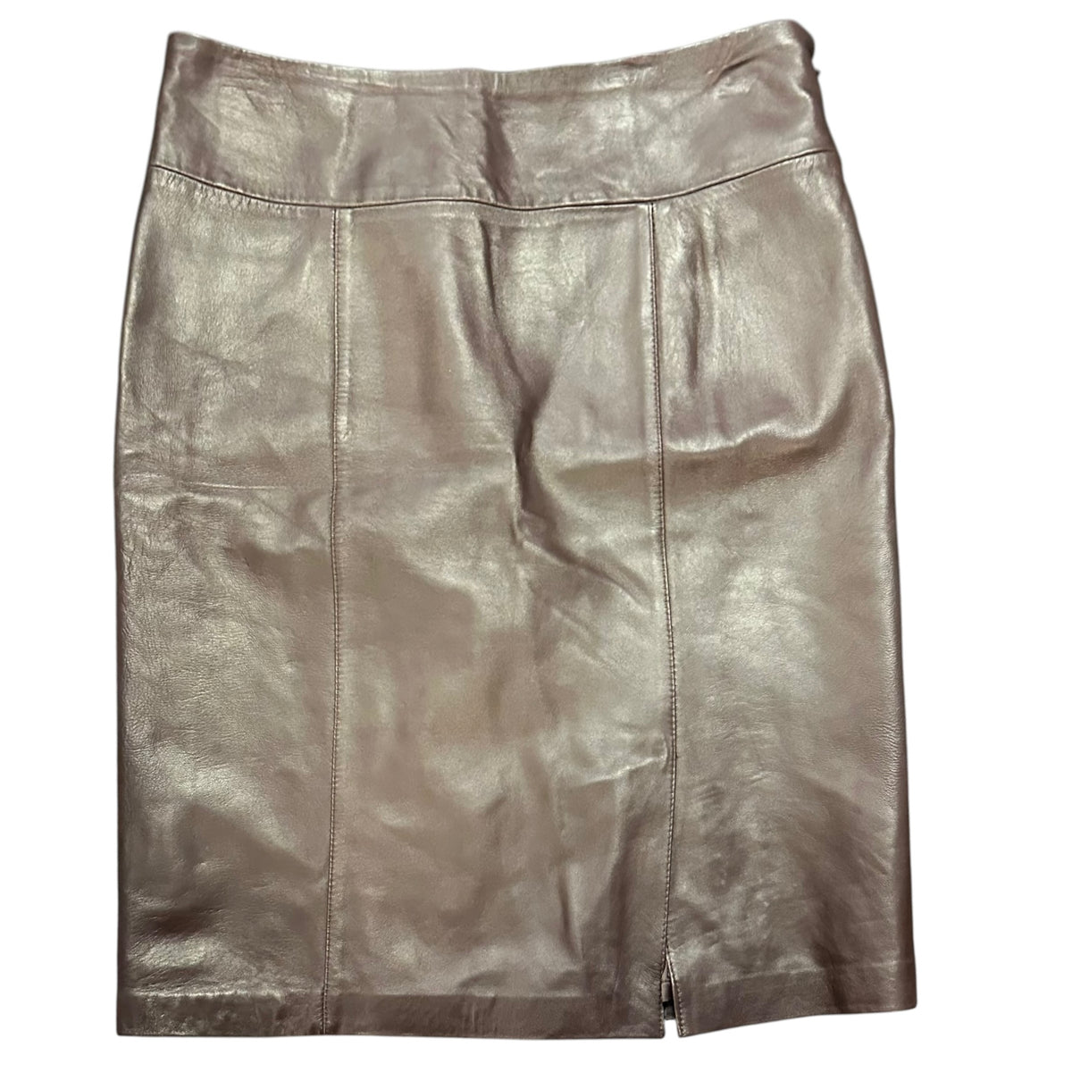 JACQUELINE SMITH BROWN LEATHER PENCIL SKIRT 100 SIZE 10