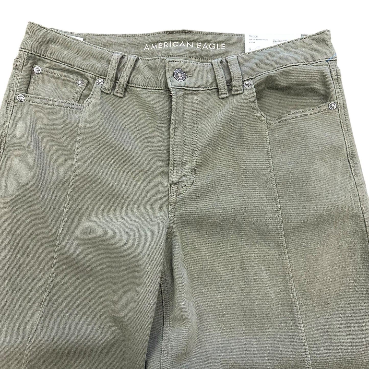 AMERICAN EAGLE LOW RISE BAGGY WIDE GREEN JEANS 153 NWT SZ 8