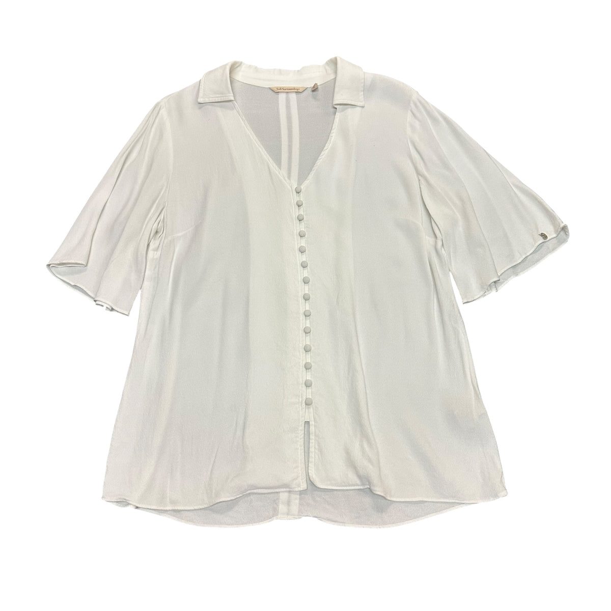 SOFT SURROUNDINGS WHITE SHORT SLEEVE BLOUSE 38 SMALL
