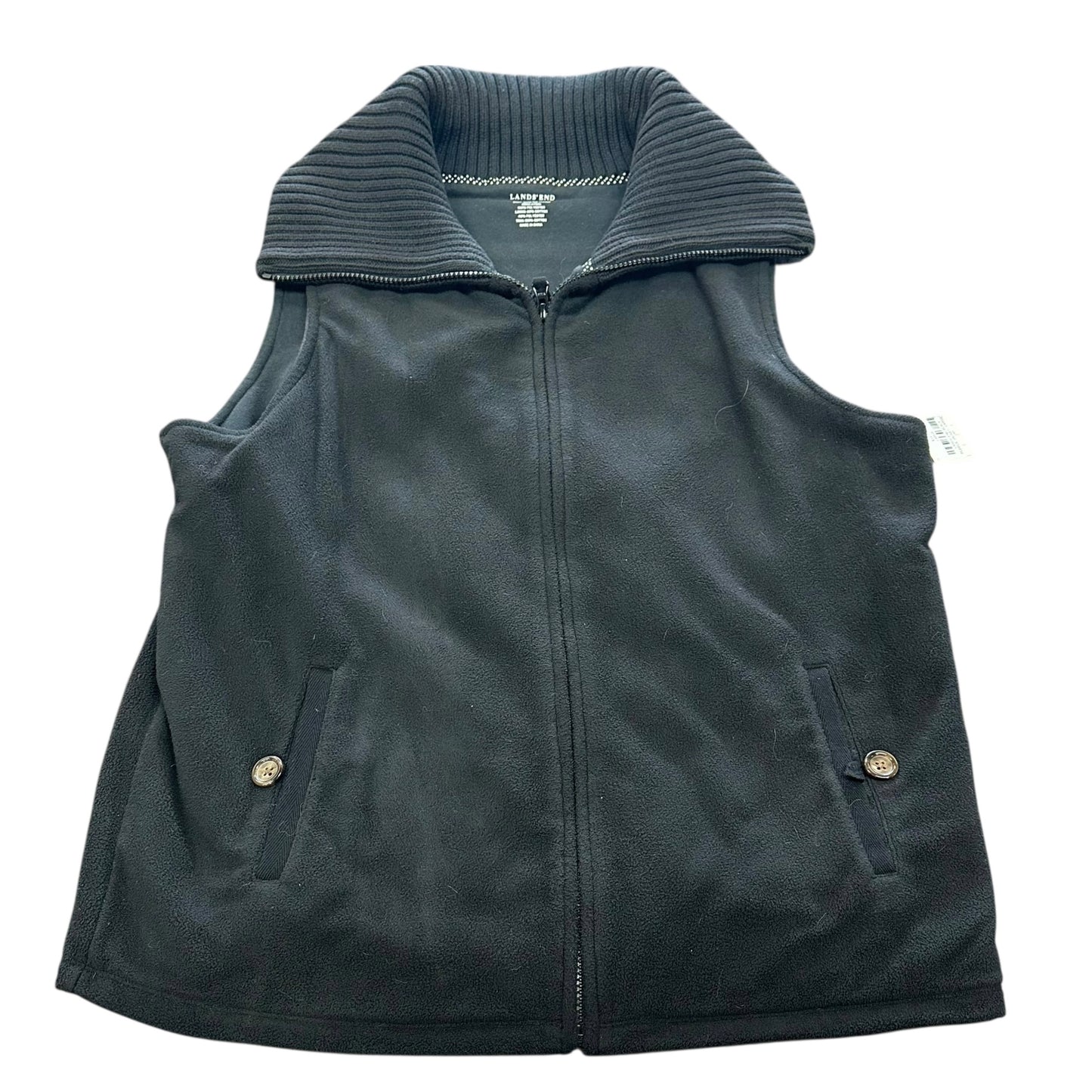 LANDS END BLACK FLEECE VEST 180 LARGE