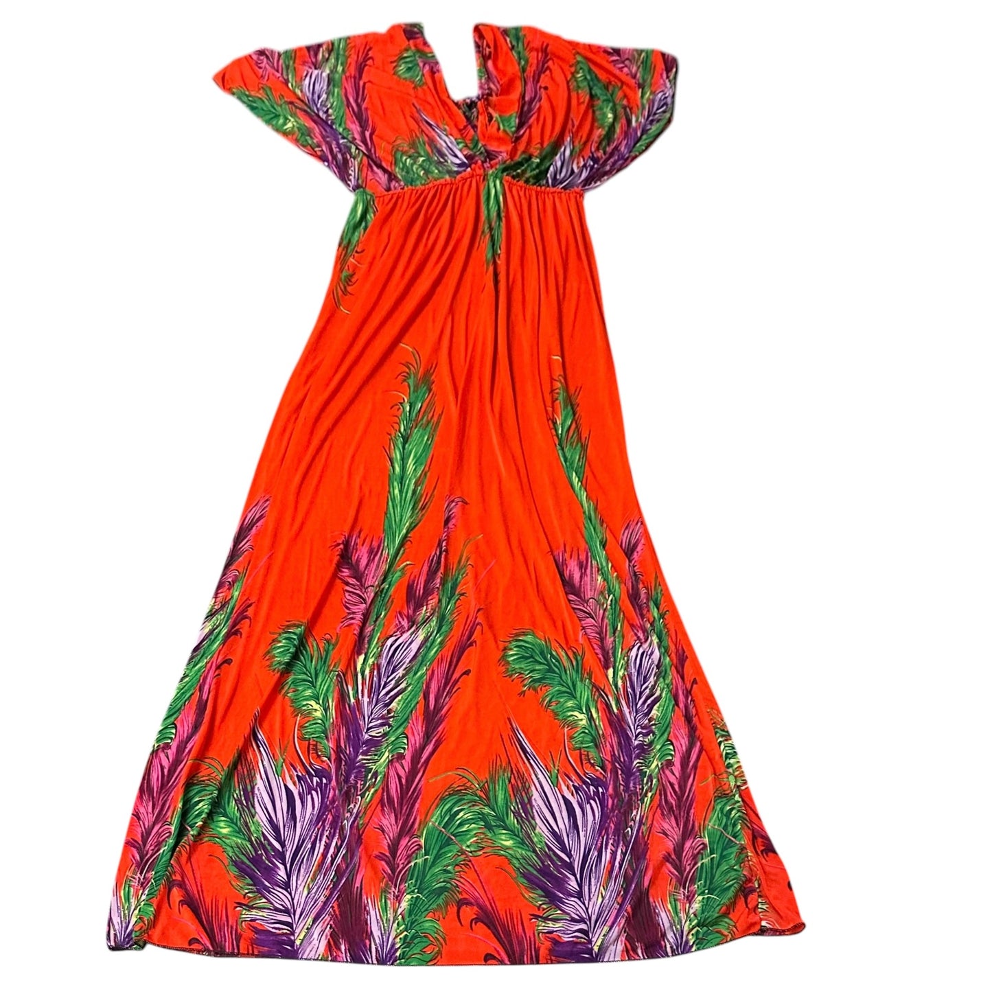 RED TROPICAL KIMONO SLEEVE DRESS 276 S/M