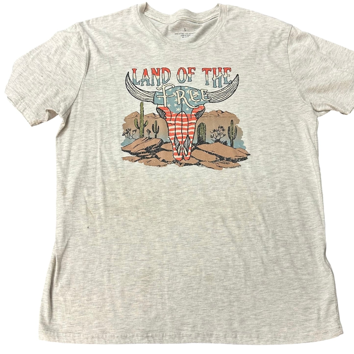 LAND OF THE FREE WESTERN GRAY TSHIRT 100 LARGE