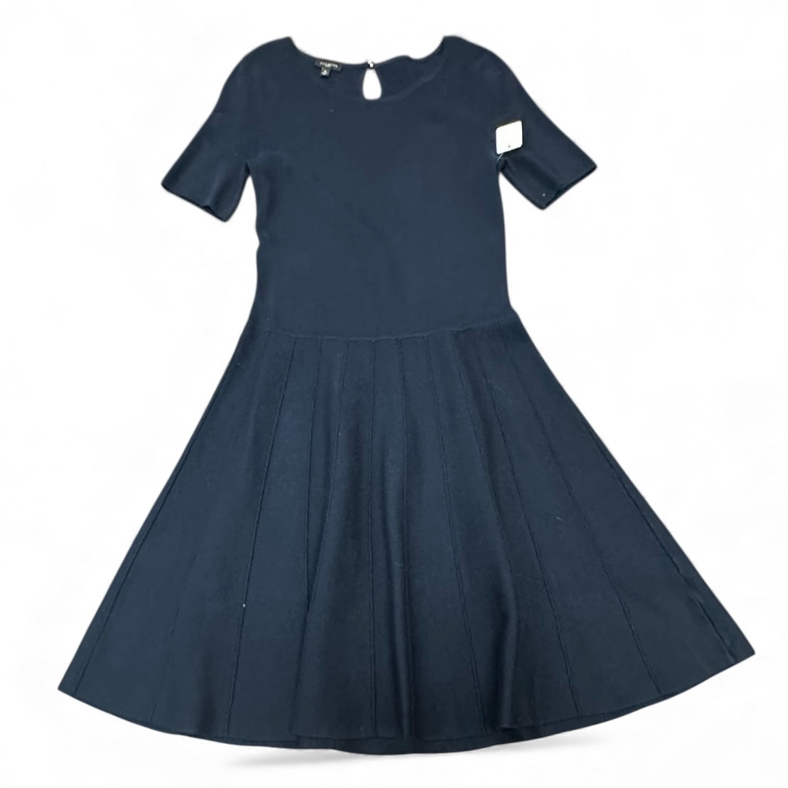 TALBOTS NAVY KNIT FIT FLARE DRESS 100 SMALL