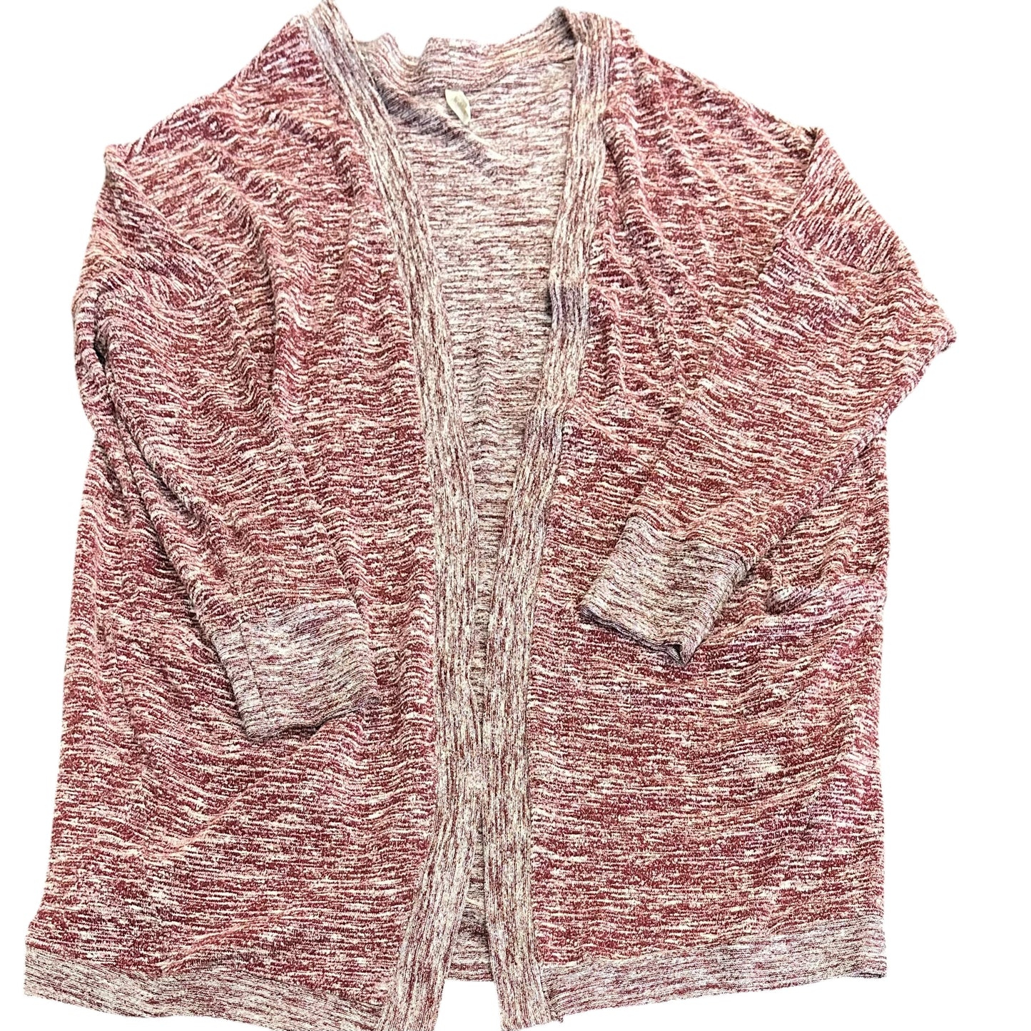 WISHLIST MAROON WHITE KNIT OPEN CARDIGAN 244 LARGE