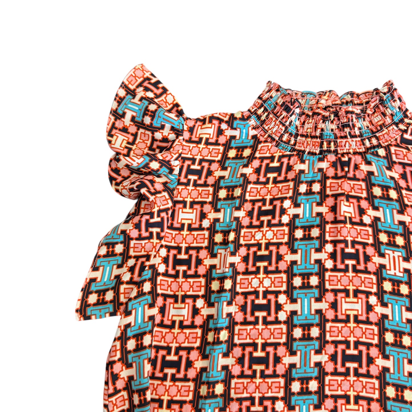 THML ORANGE PINK TURQUOISE BLOUSE 100 SMALL