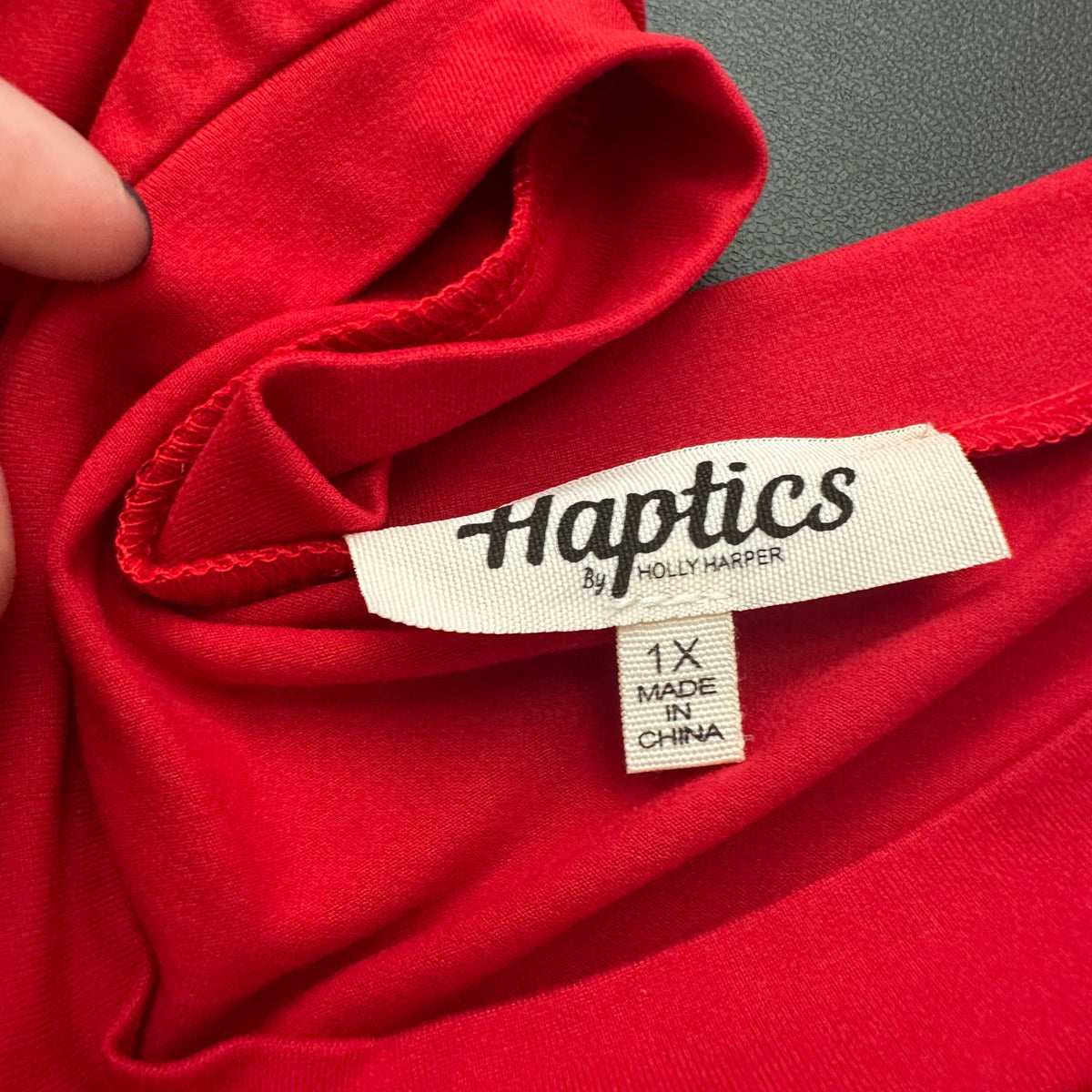 HAPTICS TOUCHDOWN RED BLOUSE SEQUINS PUFF SLEEVES NWOT 296 1X
