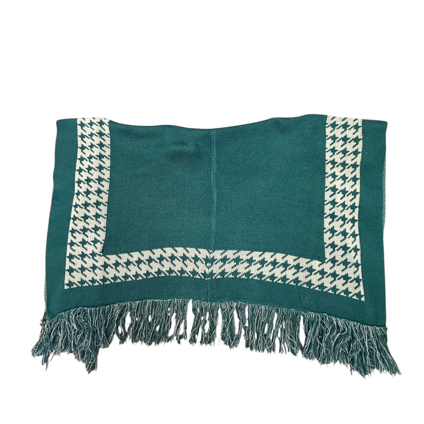 ENTRO GREEN TAN KNIT SHAWL TASSELS 206 ONE SIZE