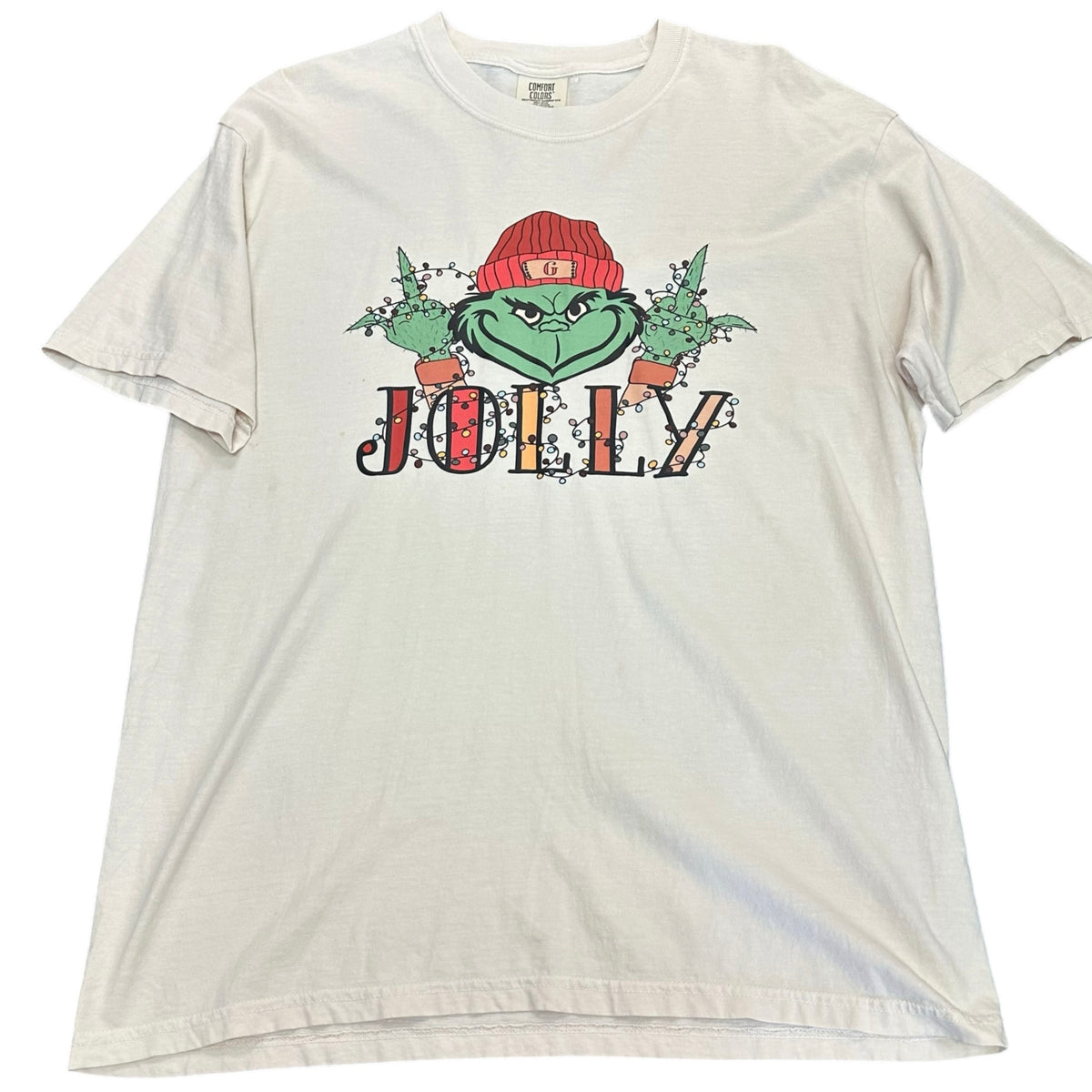 COMFORT COLORS GRINCH JOLLY BEIGE TSHIRT 289 LARGE