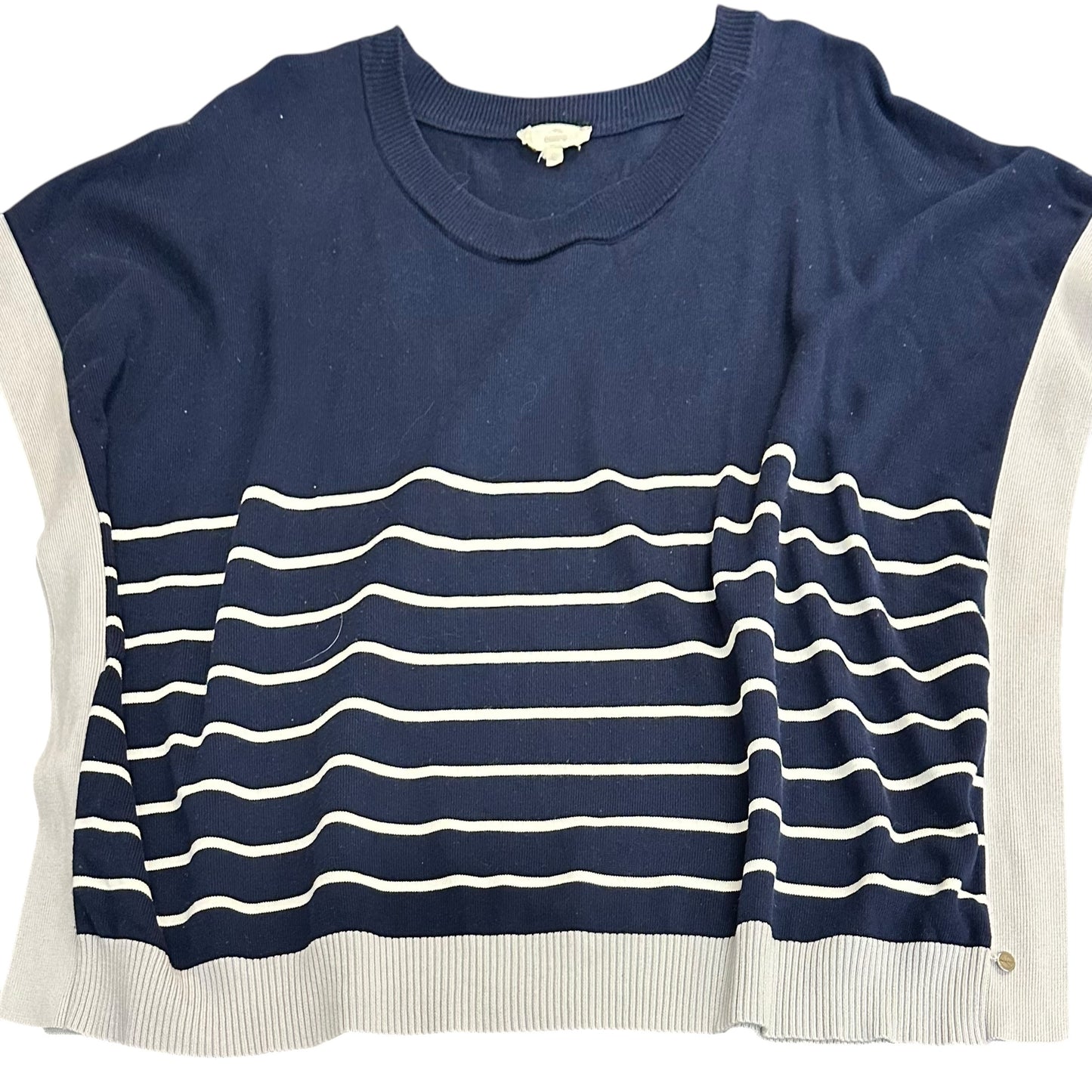 ENTRO NAVY WHITE STRIPED KNIT PONCHO TOP 100 SMALL
