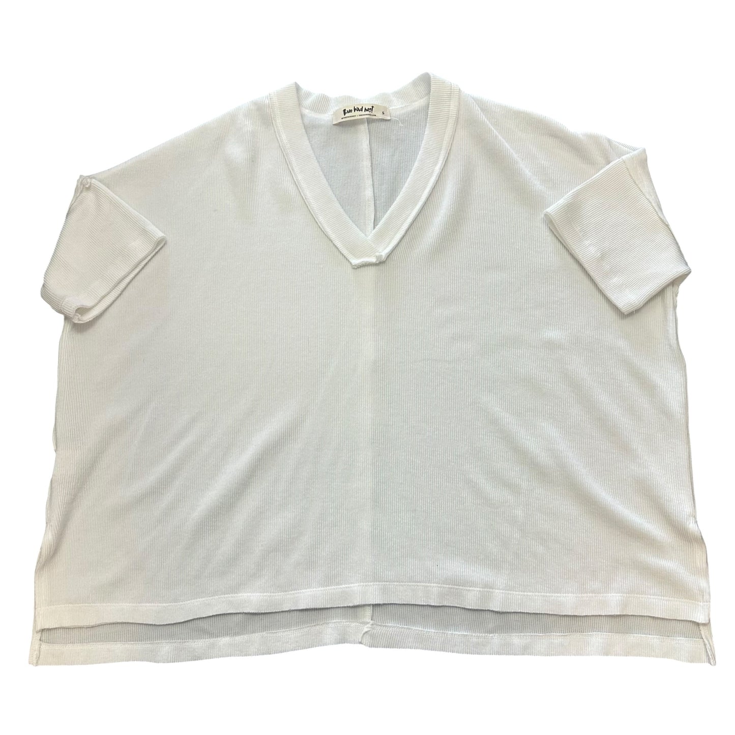 THREE BIRD NEST WHITE RIBBED SHIRT 100 SMALL