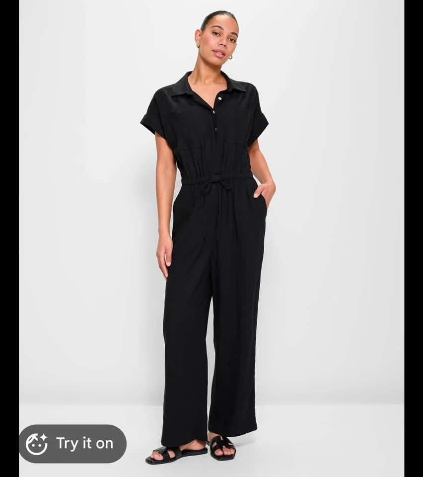 UNIVERSAL THREADS BLACK LINEN BLEND JUMPSUIT 100 SZ 12