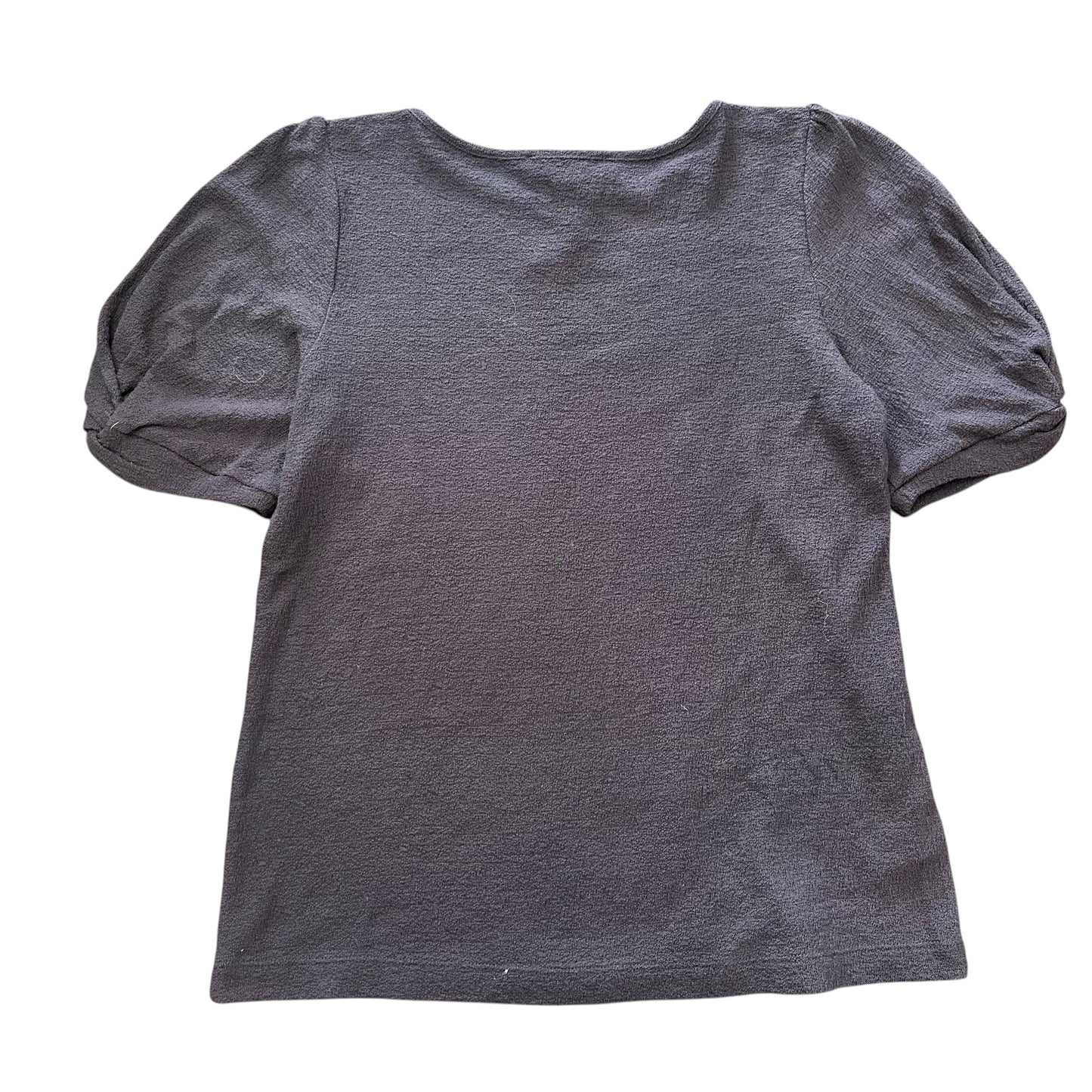 LOFT NAVY PUFF SLEEVE TEXTURED BLOUSE 100 MEDIUM