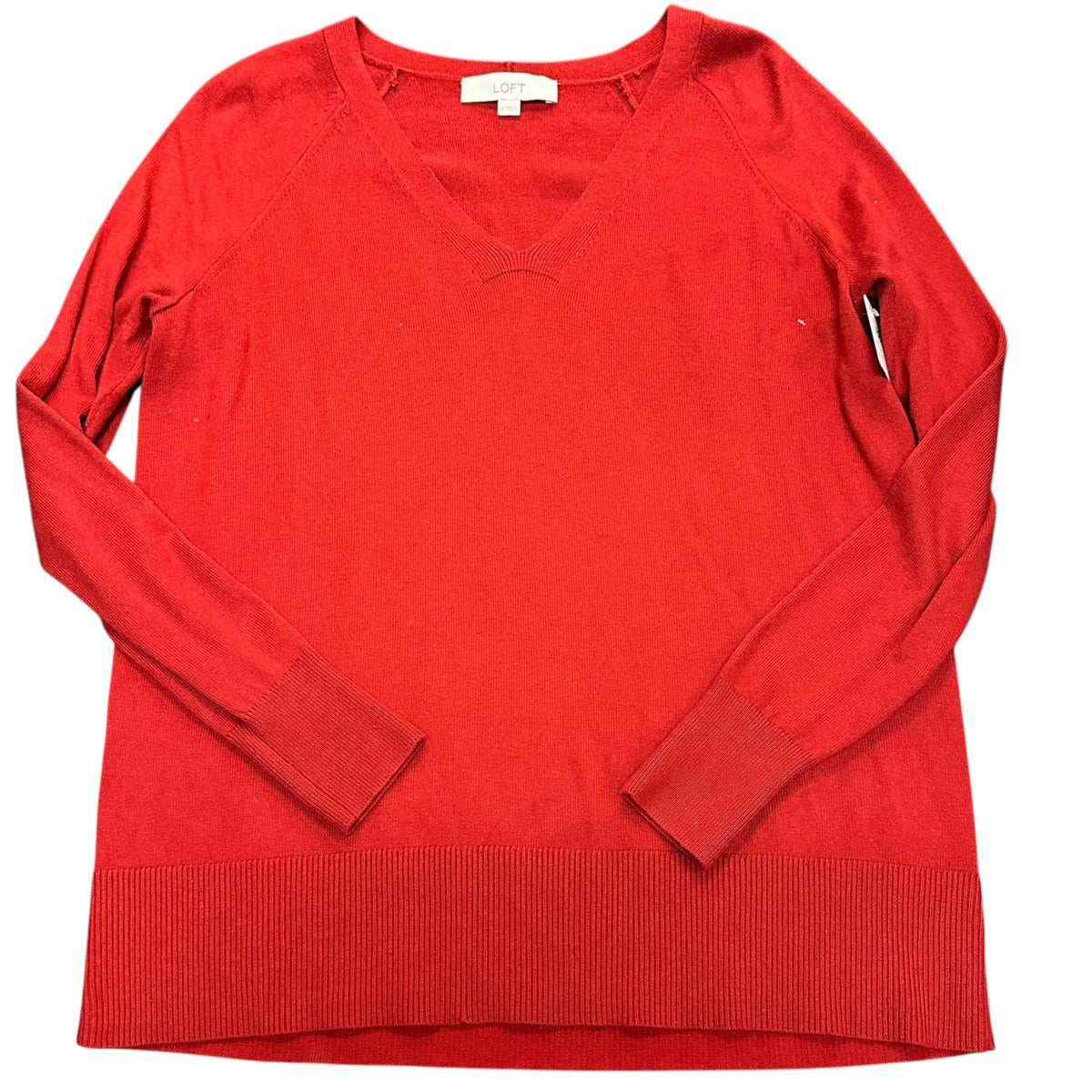 LOFT BRICK RED THIN KNIT SWEATER 38 MEDIUM