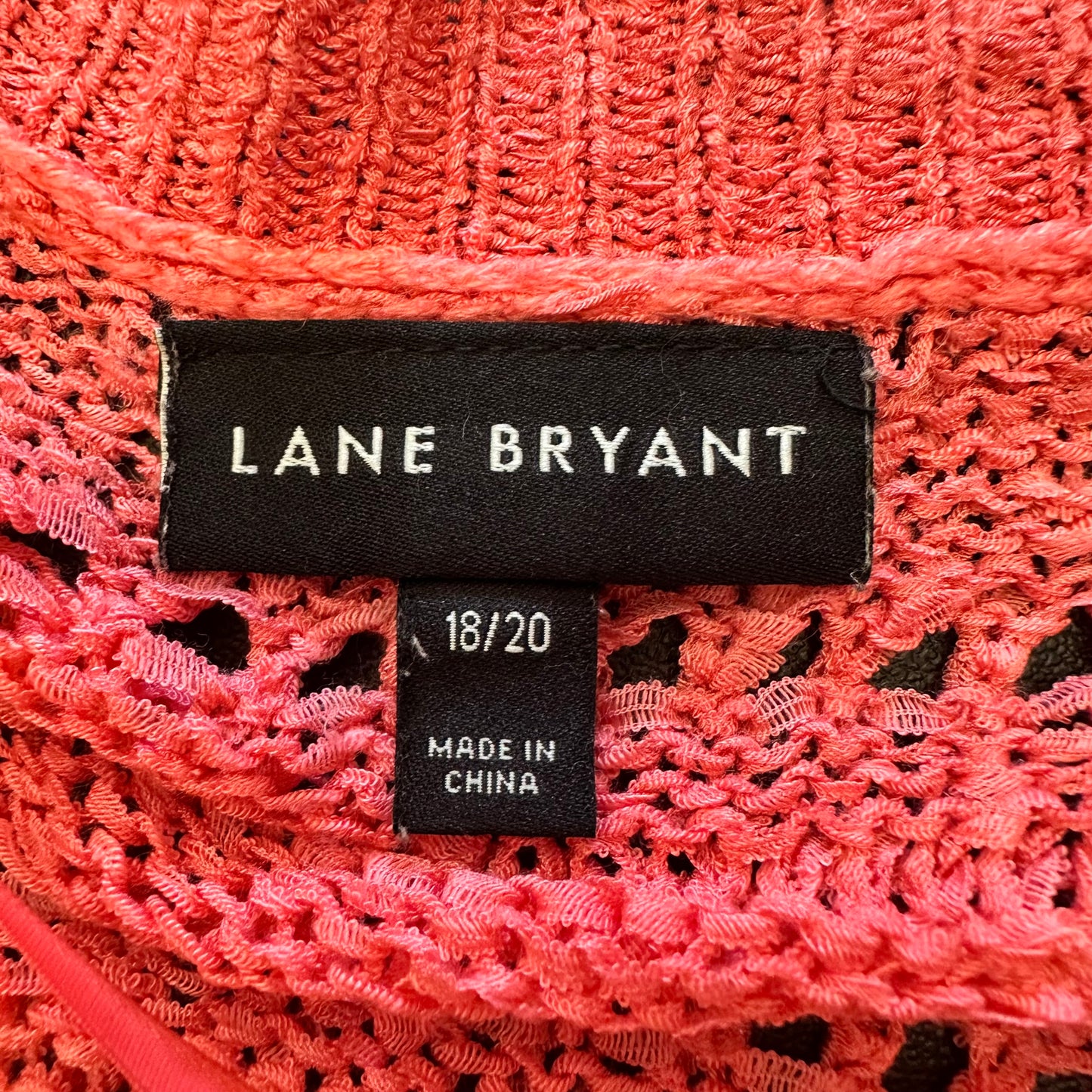 LANE BRYANT OPEN KNIT CORAL CARDIGAN 132 18/20