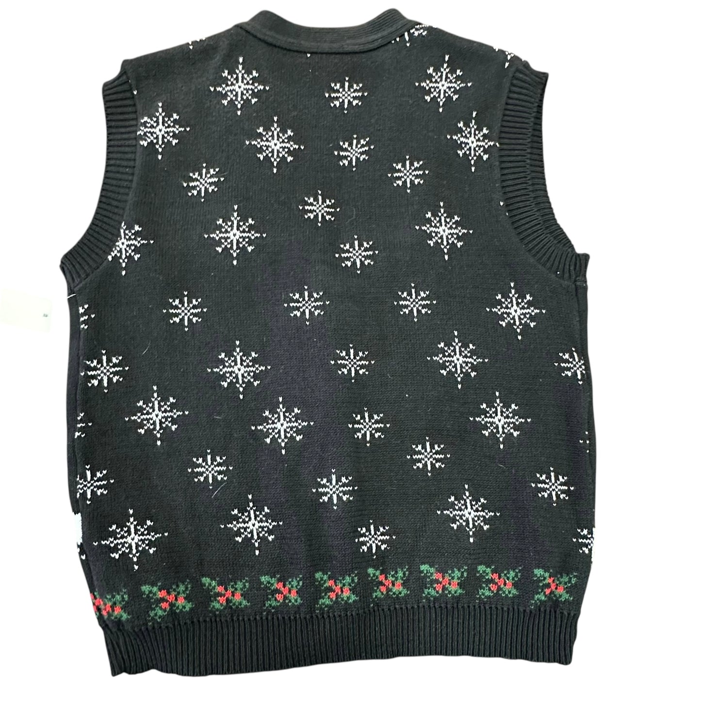 SWEATER LOFT BLACK CHRISTMAS SWEATER VEST 100 MEDIUM
