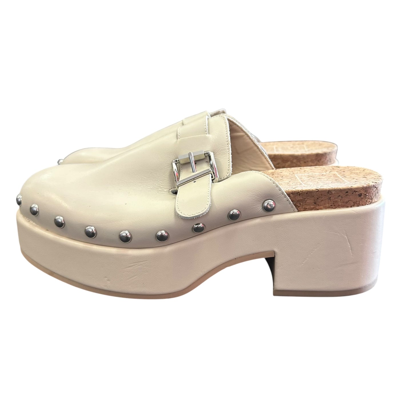 DOLCE VITA BEIGE STUDDED MULES CLOGS 139 SZ 8