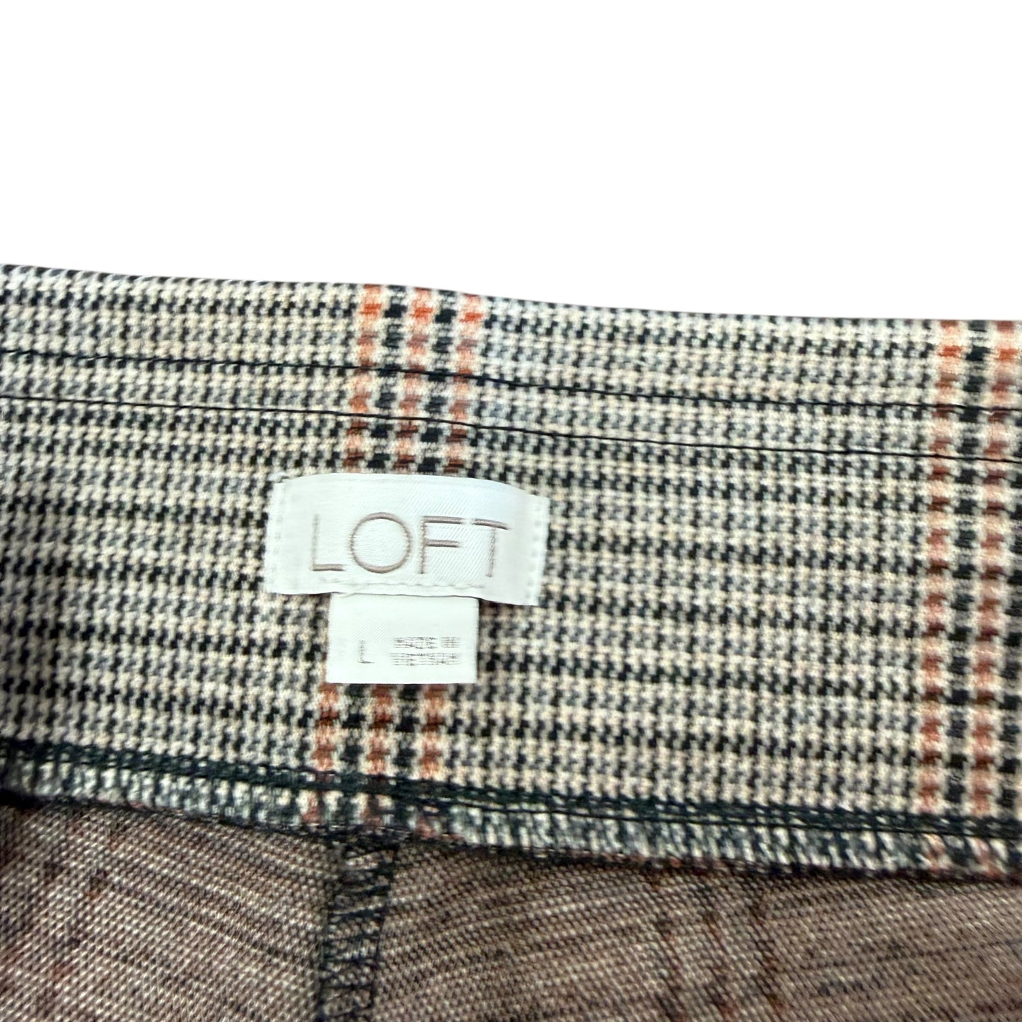 LOFT TAN BLACK HOUNDSTOOTH PULL ON PANTS 191 LARGE