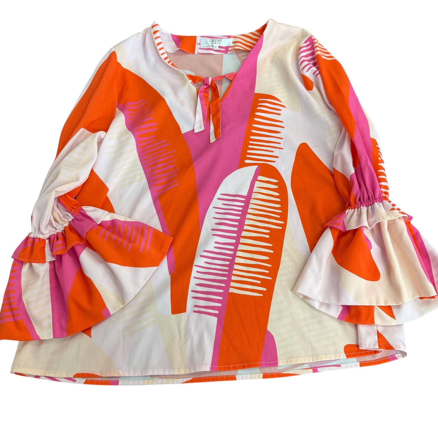 CROSBY BY MOLLIE BURCH PINK ORANGE BLOUSE 100 LARGE