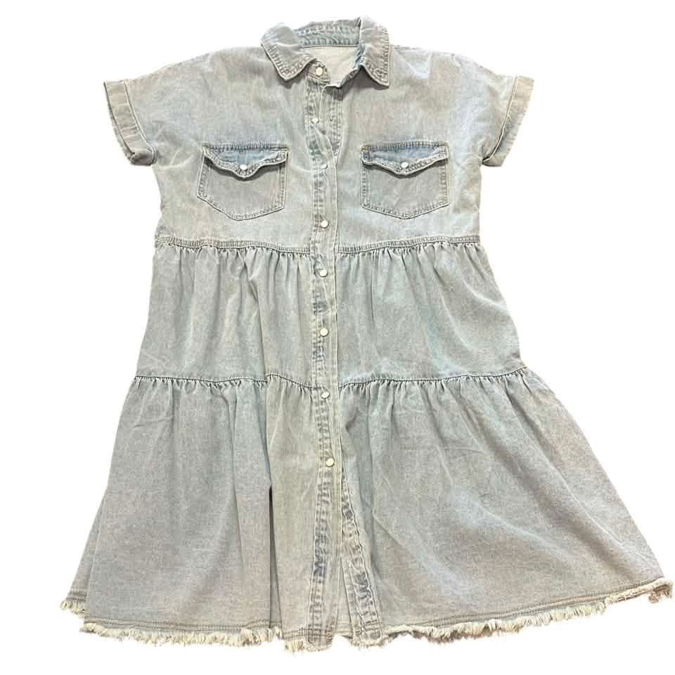 DENIM TIERED DRESS SNAP BUTTONS 290 SMALL