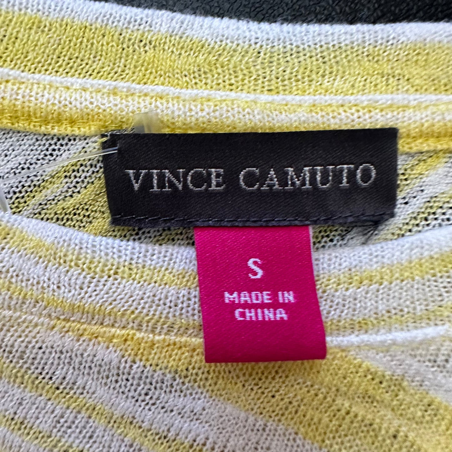 VINCE CAMUTO YELLOW WHITE STRIPED KNIT BLOUSE 100 SMALL