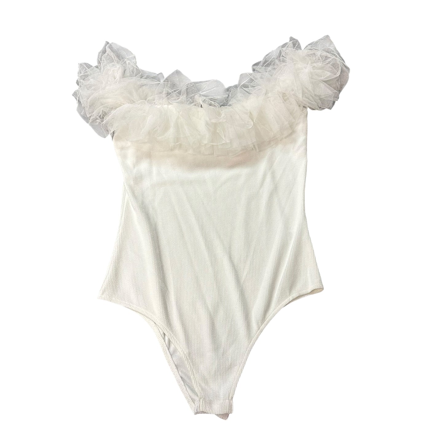 ENTRO WHITE BODYSUIT TULLE NWT 100 LARGE