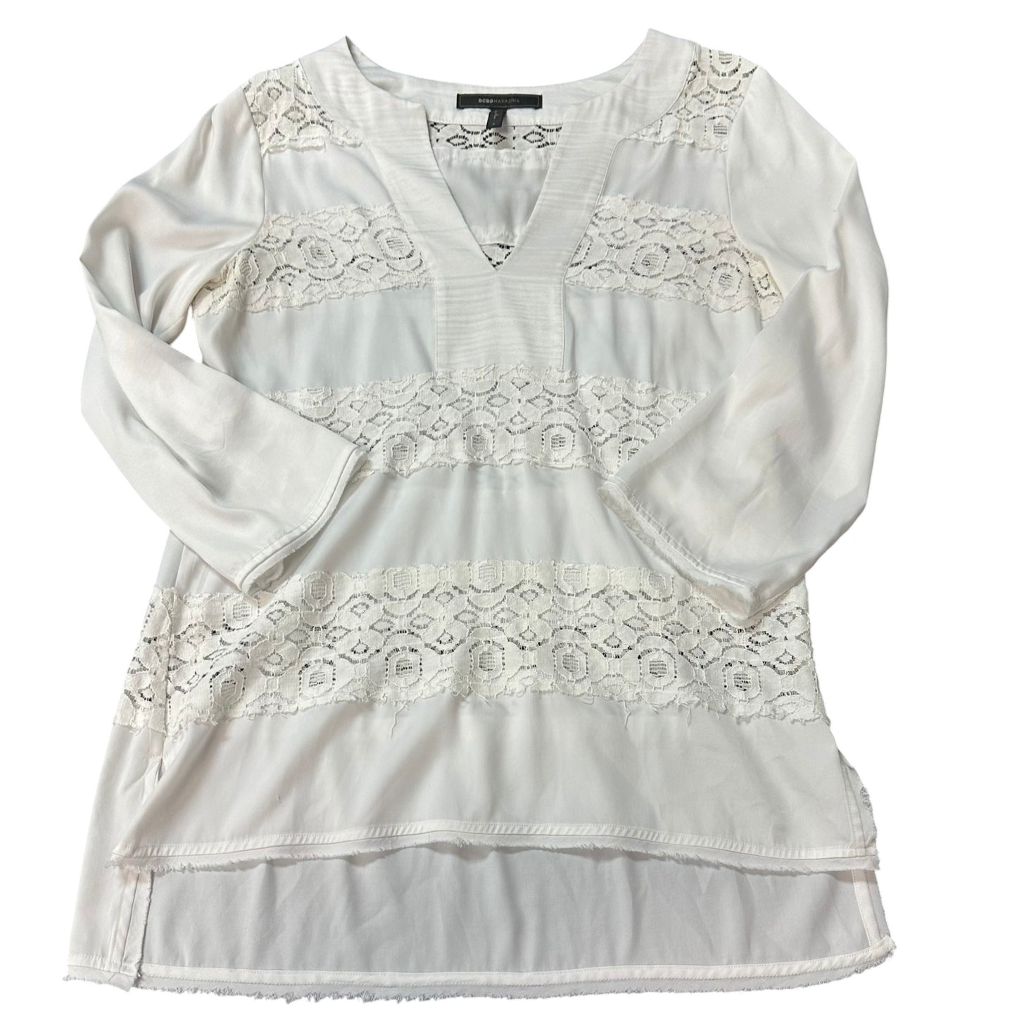 BCBGMAXZARIA WHITE LACE TUNIC TOP 112 SMALL