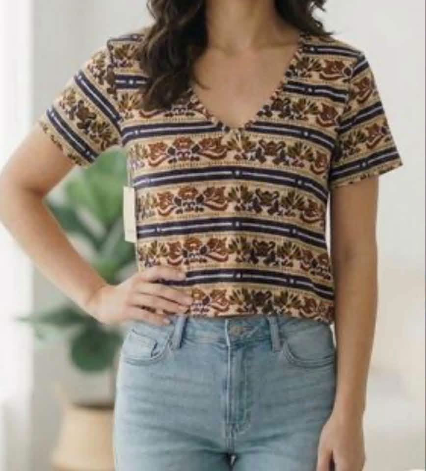 ANDTHEWHY BEIGE SOUTHWESTERN STYLE PRINT EARTHY SHIRT 296 LARGE
