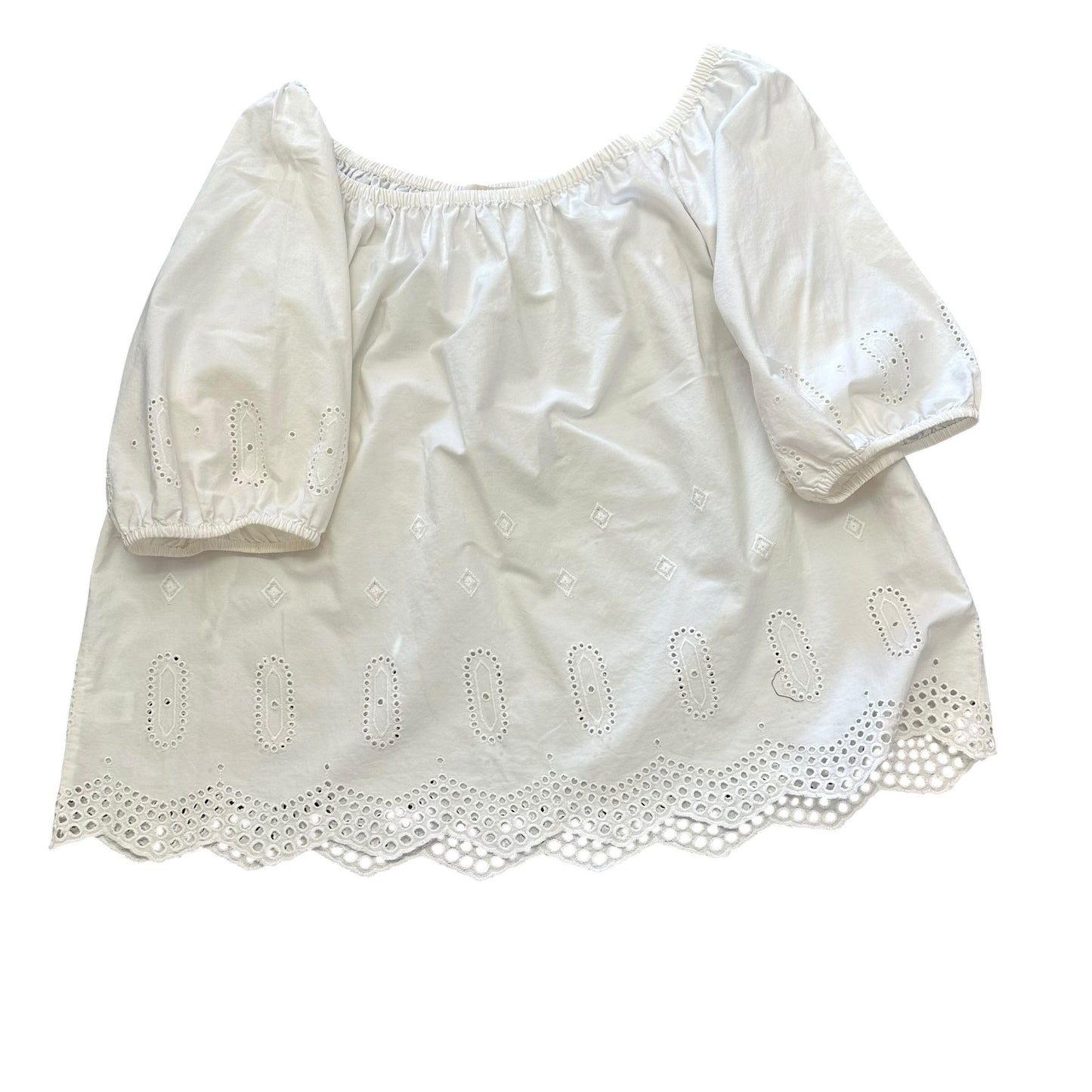 LOFT WHITE OFF SHOULDER EYELET BLOUSE 249 MEDIUM