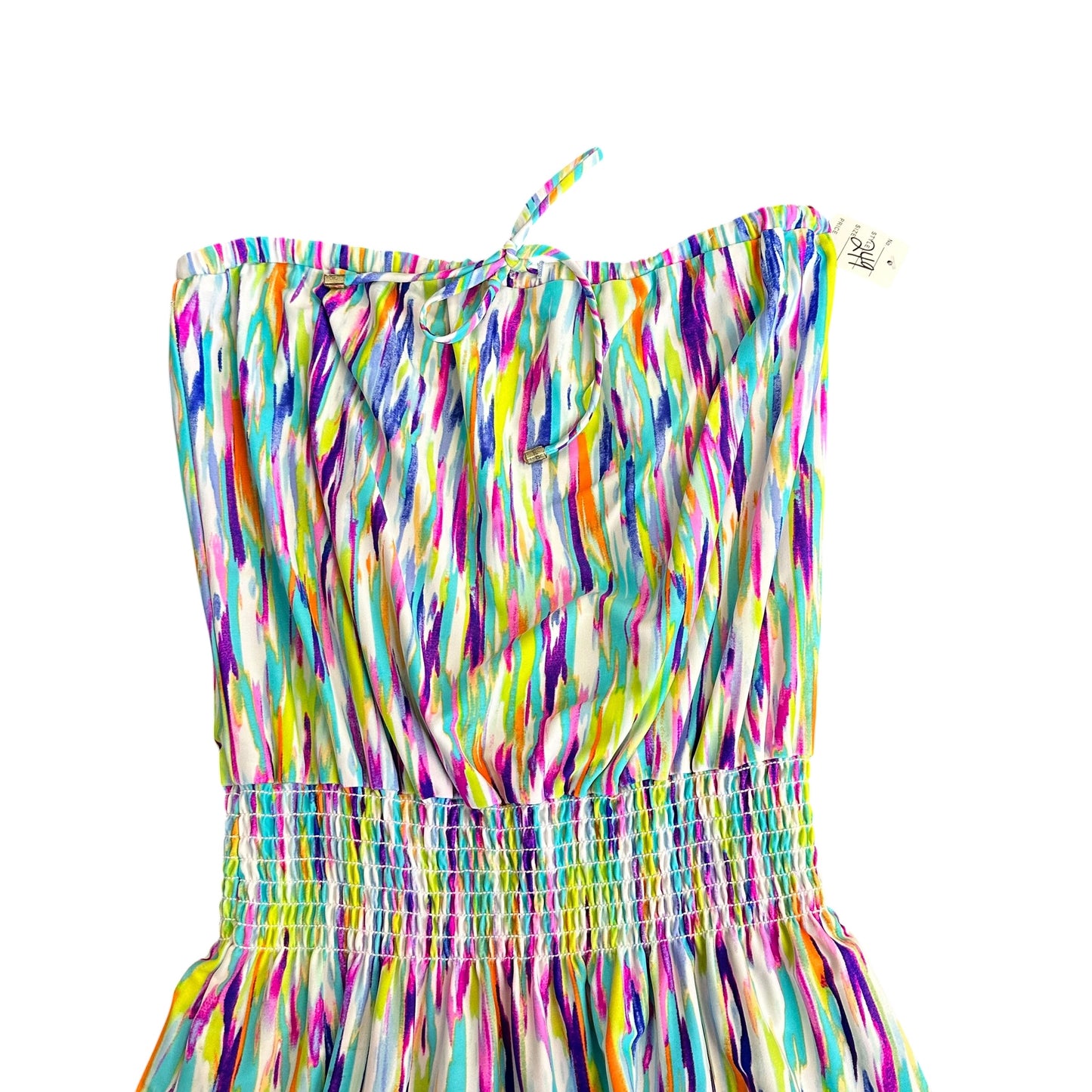 JUDY CONNALLY WHITE COLORFUL STRAPLESS MAXI DRESS MEDIUM