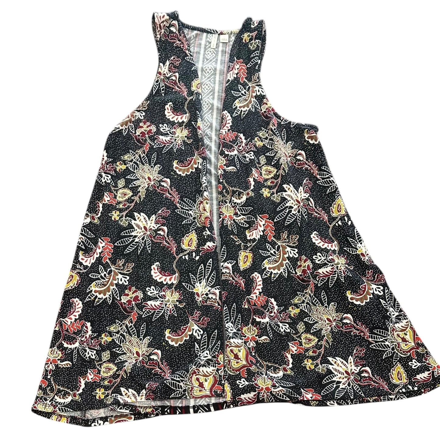 CATO BLACK KNIT FLORAL VEST 124 LARGE