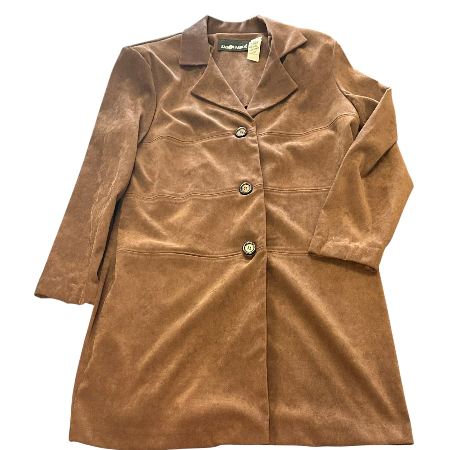 SAG HARBOR VINTAGE BROWN TRENCH COAT 100 SZ 12