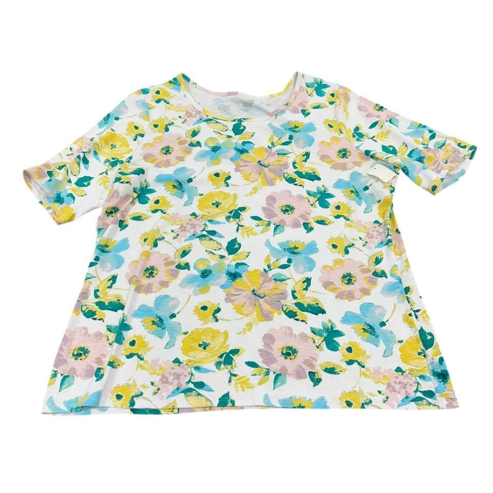 TIME & TRU WHITE FLORAL TOP 85 XXXL