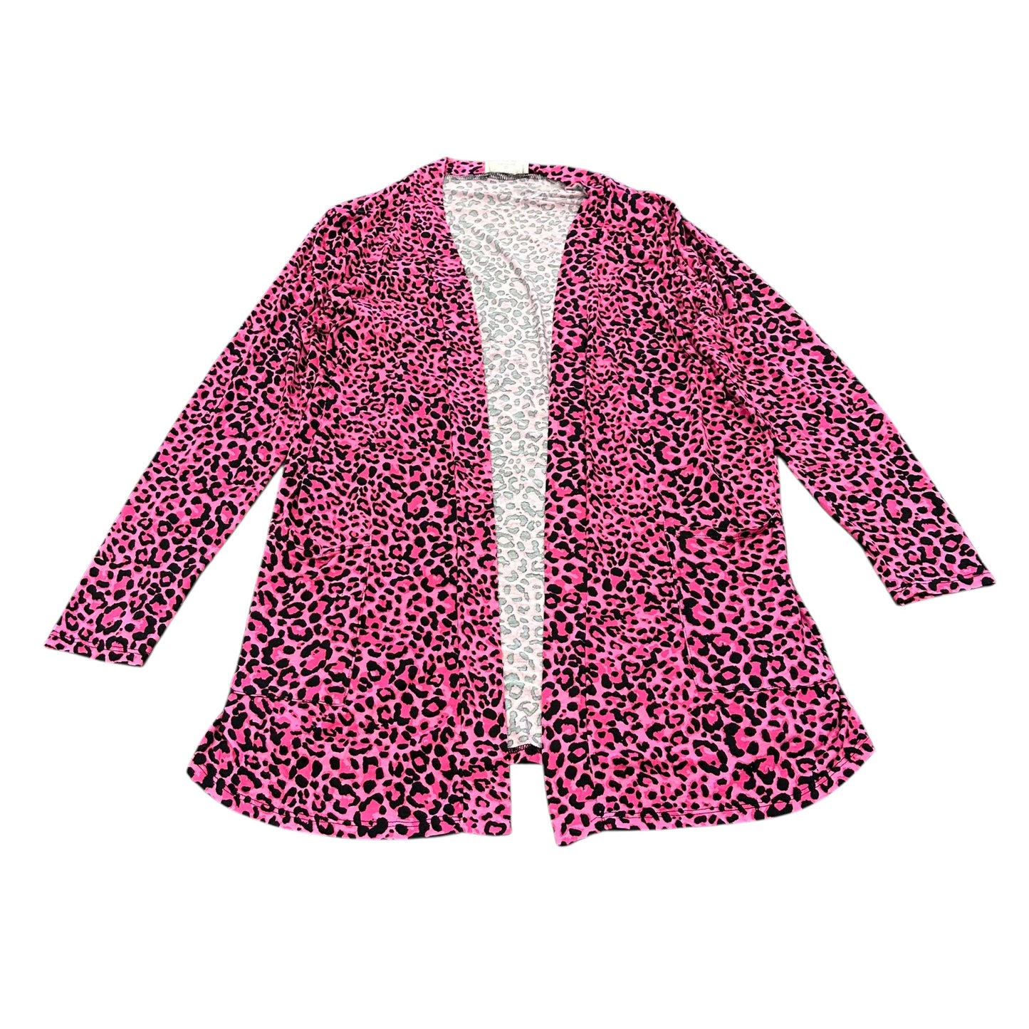 ZENANA PINK ANIMAL PRINT OPEN CARDIGAN 125 XL
