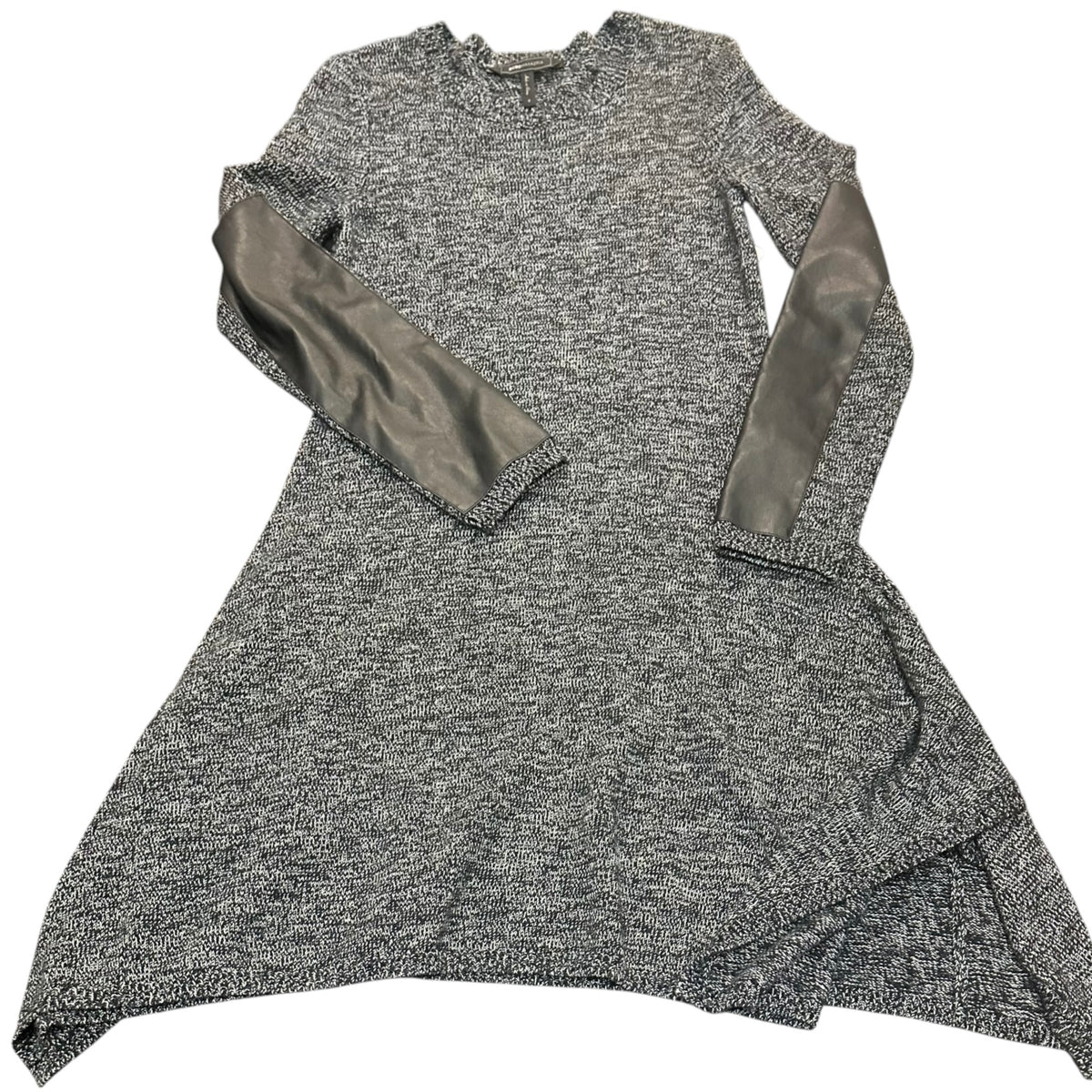 BCBGMAXZARIA DAHNYA MERINO WOOL SWEATER DRESS FAUX LEATHER 38 SMALL